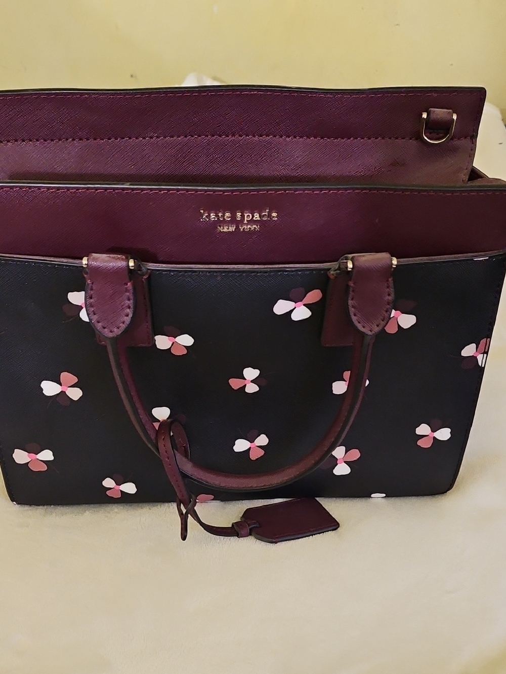 kate spade Black Floral Saffiano Leather Tote